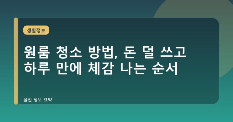 원룸 청소 방법, 돈 덜 쓰고 하루 만에 체감 나는 순서