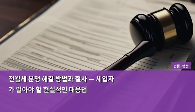 전월세 분쟁 해결 방법과 절차 — 세입자가 알아야 할 현실적인 대응법