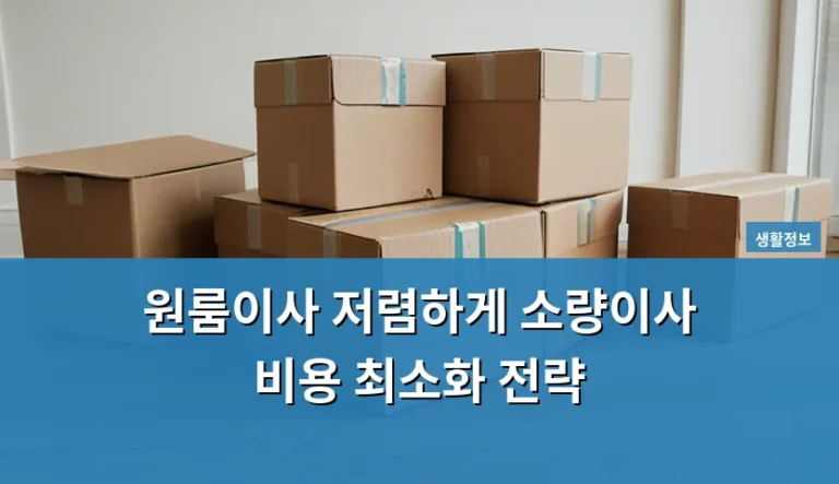원룸이사 저렴하게 하려다 추가 요금 폭탄 맞는 실수